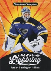 2024-25 Parkhurst Champions Crease Lightning Jordan Binnington #CL-27 card