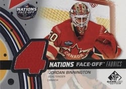 2025-26 SP Game Used 2025 4 Nations Face-Off Fabrics Jordan Binnington #4N-BI card