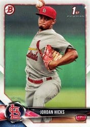 2018 Bowman Prospects Jordan Hicks #BP123 card
