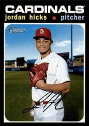 2020 Topps Heritage Base Set Jordan Hicks #223 card