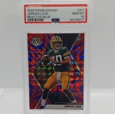 2020 Panini Mosaic Jordan Love Reactive Blue #211 card