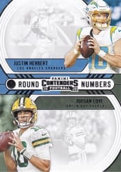 2020 Panini Contenders Round Numbers Jordan Love / Justin Herbert #RN-HL card