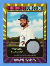 2024 Topps Heritage Clubhouse Collection Relic Jordan Romano #CCR-JRO card