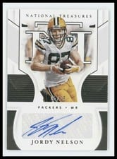 2020 Panini National Treasures Signatures Jordy Nelson #S-JNE card