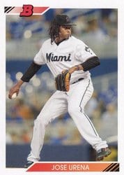 2020 Bowman Heritage Base Set Jose Urena #60 card