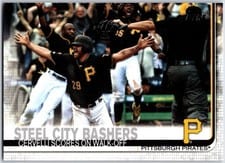 2019 Topps Update Josh Bell / Starling Marte / Francisco Cervelli Gold #US251 card