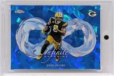 Josh Jacobs 2025 Topps Chrome Sapphire Infinite Sapphire card