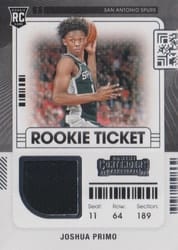 2021-22 Panini Contenders Rookie Ticket Swatches Joshua Primo #RTS-JPR card