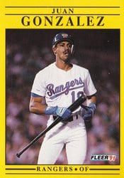 1991 Fleer Base Set Juan Gonzalez #286 card