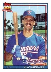 1991 Topps Base Set Juan Gonzalez #224 card