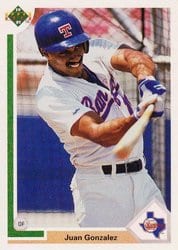 1991 Upper Deck Base Set Juan Gonzalez #646 card