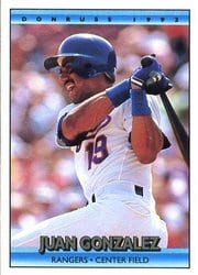 1992 Donruss Base Set Juan Gonzalez #393 card