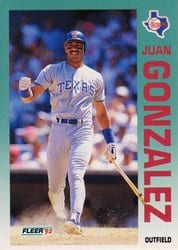 1992 Fleer Base Set Juan Gonzalez #304 card
