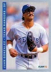 1993 Fleer Base Set Juan Gonzalez #322 card