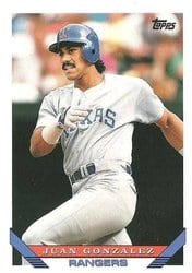 1993 Topps Base Set Juan Gonzalez #34 card