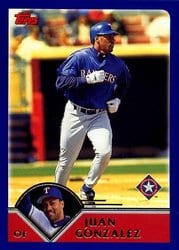 2003 Topps Base Set Juan Gonzalez #38 card