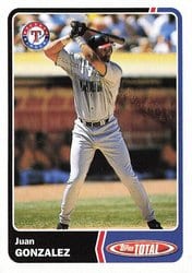 2003 Topps Total Base Set Juan Gonzalez #39 card