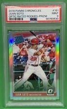 2018 Panini Chronicles Donruss Optic Rated Rookies Juan Soto Prizm #181 card