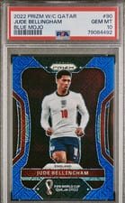 2022 Panini Prizm World Cup Jude Bellingham Blue Mojo #90 card