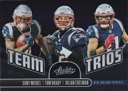 2019 Panini Absolute Team Trios Julian Edelman / Sony Michel / Tom Brady #TT-NE card