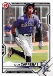 2021 Bowman Draft Base Set Julio Carreras #BD-30 card
