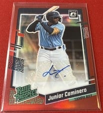 2023 Donruss Optic Rated Prospect Signatures Junior Caminero #RPS-JC card