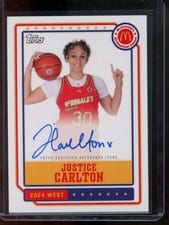 2024 Topps Chrome McDonald's All-American Event Autographs Justice Carlton #EA-JA card