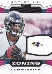 2020 Panini Playbook Zoning Commission Justice Hill #ZC-2 card