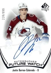 2021-22 SP Authentic Base Set Justin Barron #185 card