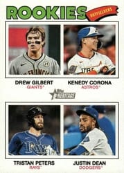 2026 Topps Heritage Base Set Justin Dean/Tristan Peters/Kenedy Corona/Drew Gilbert #388 card