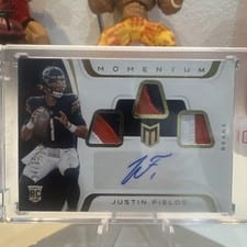 2021 Panini Chronicles Momentum Triple Jersey Autographs Justin Fields #MJA-JFI card