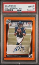 2021 Panini Donruss Justin Fields Autograph Orange #253 card