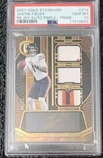 2021 Panini Gold Standard Rookie Jersey Autographs Triple Justin Fields #274 card