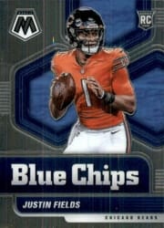 2021 Panini Mosaic Blue Chips Justin Fields #4 card