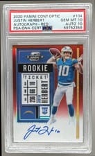 2020 Panini Contenders Optic Justin Herbert Autograph Red #104 card