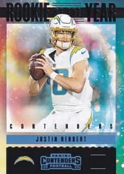 2020 Panini Contenders Rookie of the Year Contenders Justin Herbert #RY-JHE card