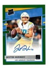 2020 Panini Donruss Justin Herbert Autograph Green #303 card