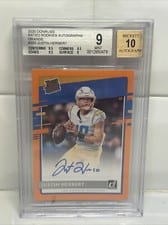 2020 Panini Donruss Justin Herbert Autograph Orange #303 card