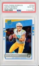 2020 Panini Donruss Justin Herbert Optic Preview #P303 card