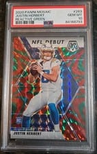 2020 Panini Mosaic Justin Herbert Reactive Green #263 card