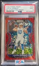 2020 Panini Prizm Justin Herbert No Huddle Red #325 card