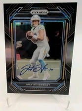 2022 Panini Chronicles Prizm Black Signatures Justin Herbert #PB-5 card