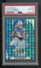 2022 Panini Mosaic Justin Herbert Choice Peacock #101 card