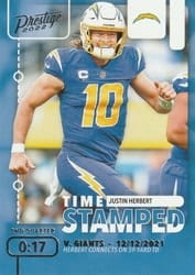 2022 Panini Prestige Time Stamped Justin Herbert #TS-6 card