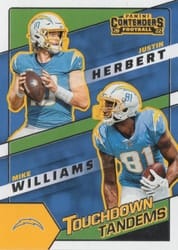 2022 Panini Contenders Touchdown Tandems Justin Herbert / Mike Williams #TDT-LAC card