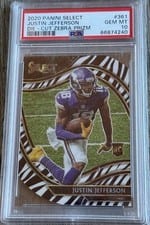 2020 Panini Select Justin Jefferson Zebra Prizm #361 card