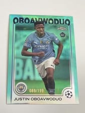 2024 Topps Chrome UEFA Justin Oboavwoduo Orange Prism Refractor #144 card