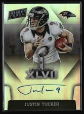 2021 Panini Contenders Optic 2020 Super Bowl Signatures Prizm Justin Tucker #SBXLVII-JT card