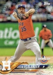 2018 Topps Opening Day Base Set Justin Verlander #52 card