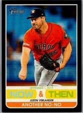 2020 Topps Heritage Now & Then Justin Verlander #NT-2 card
